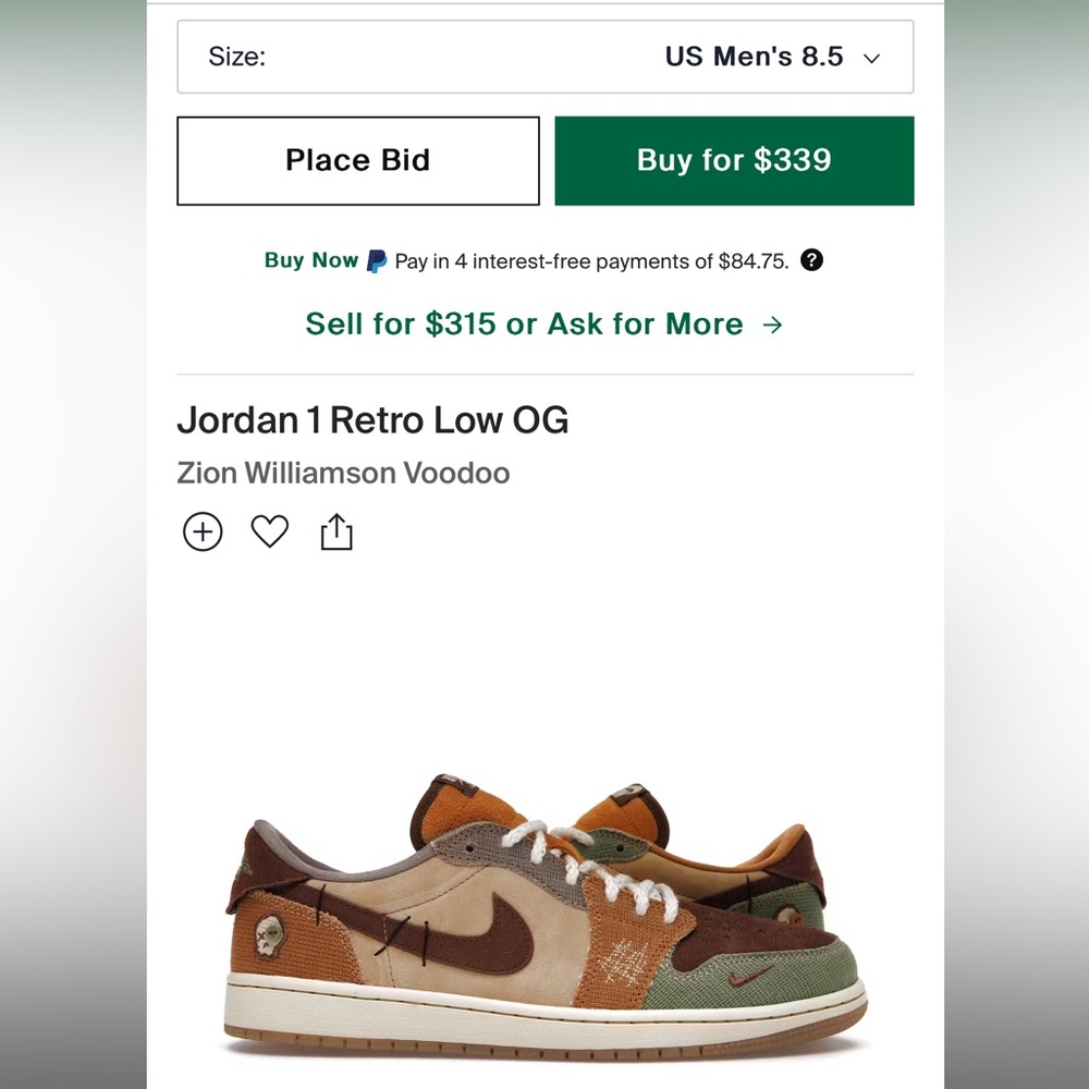 Jordan 1 Retro Low OG
Zion Williamson Voodoo